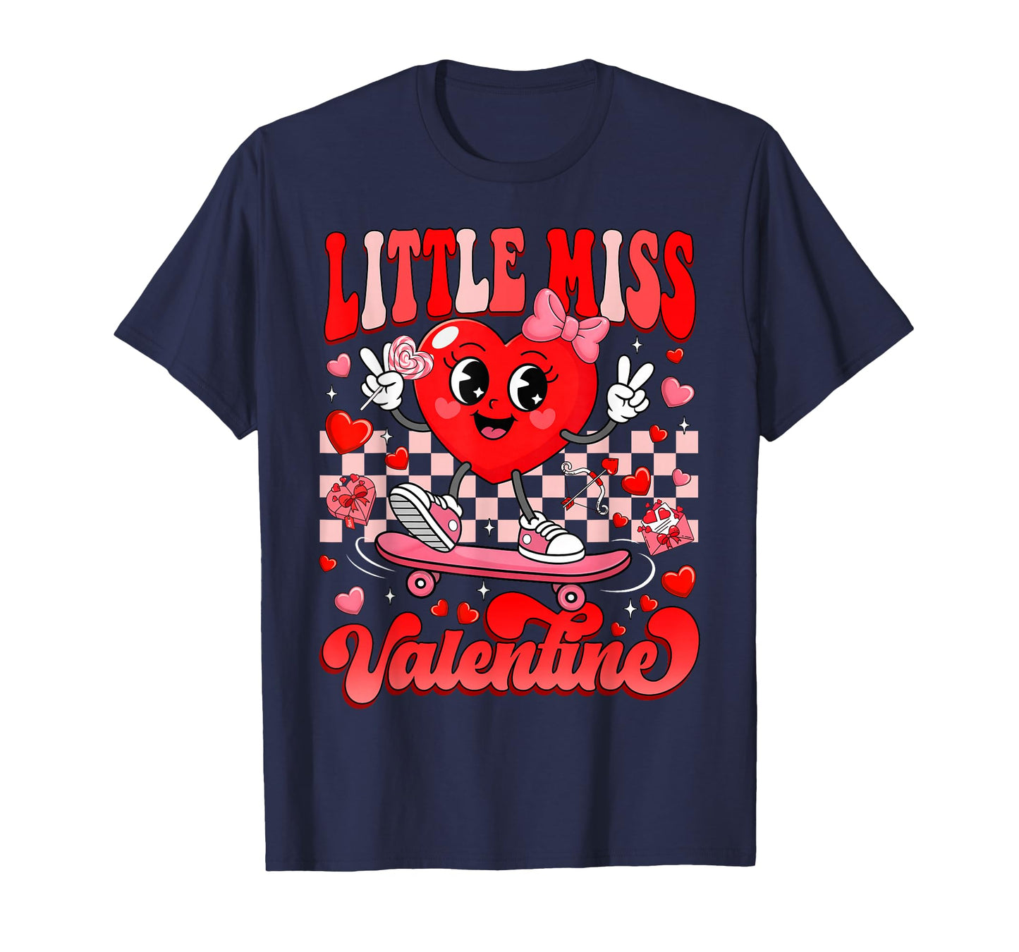 Groovy Little Miss Valentine Cute Candy Heart Women Girl Kid T-Shirt