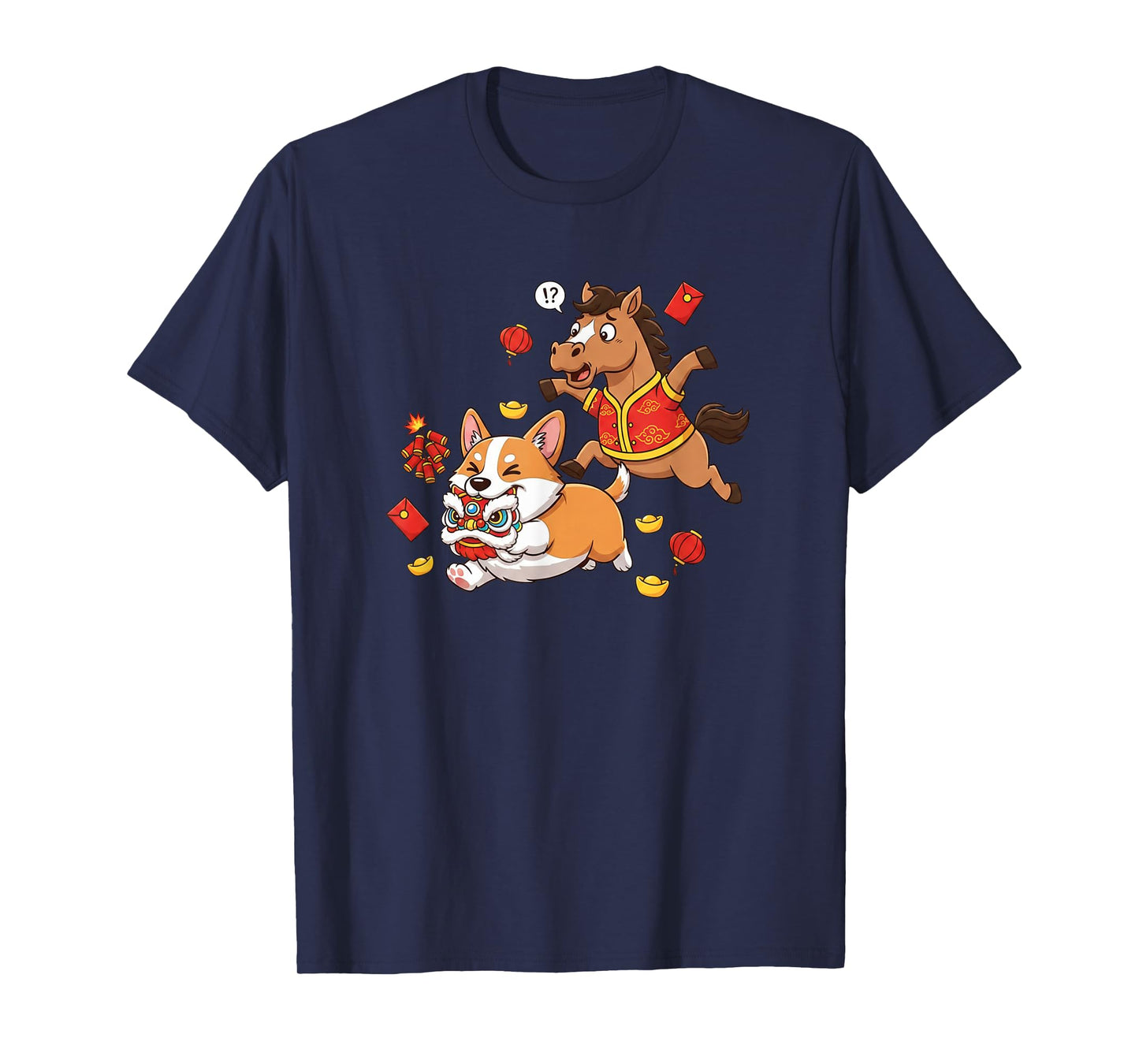 Chinese Horse Corgi Funny Kids Mens Womens Happy New Year T-Shirt