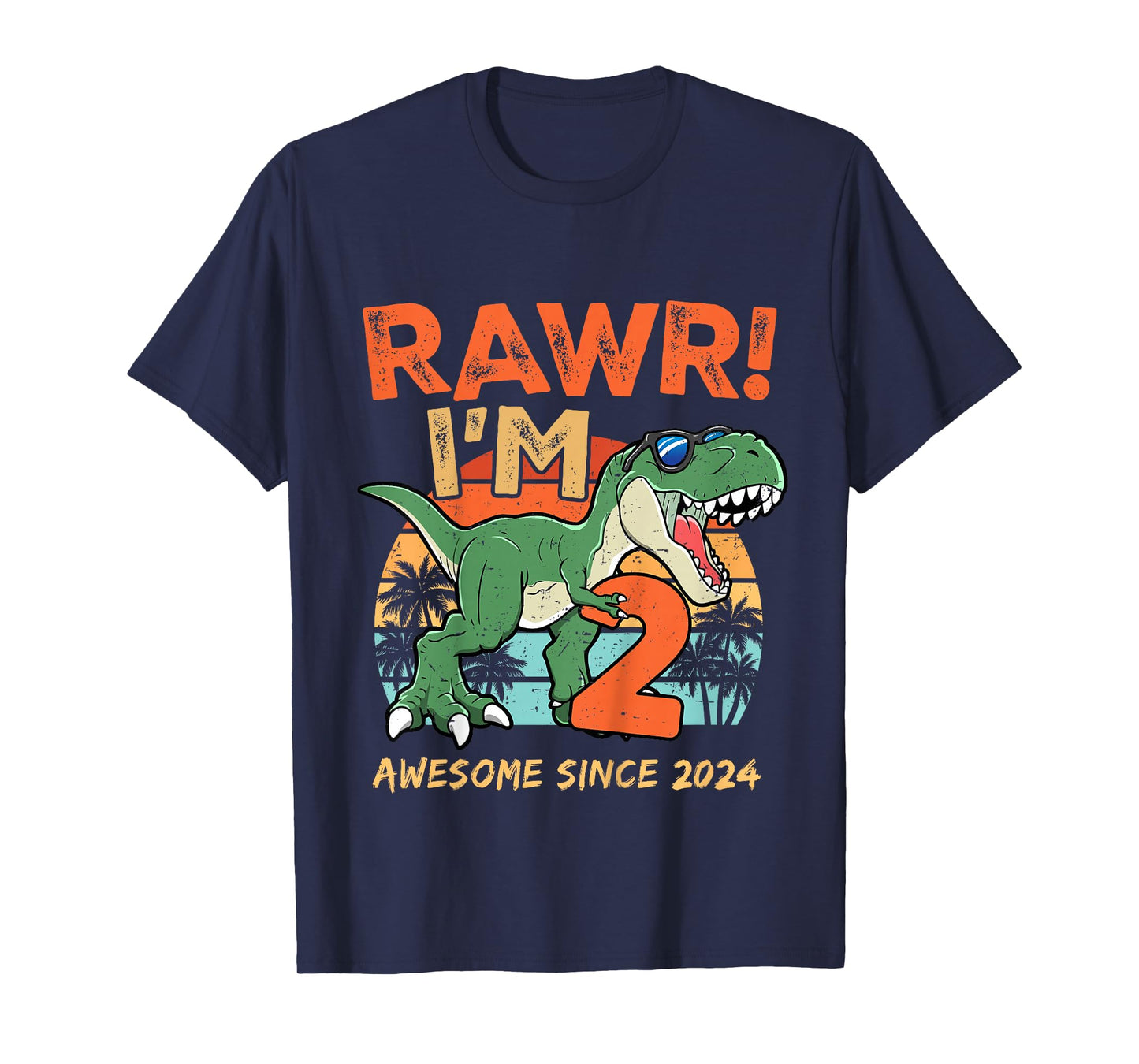 Rawr I'm Two Rex 2nd Birthday Second Dinosaur 2 Year Old T-Shirt
