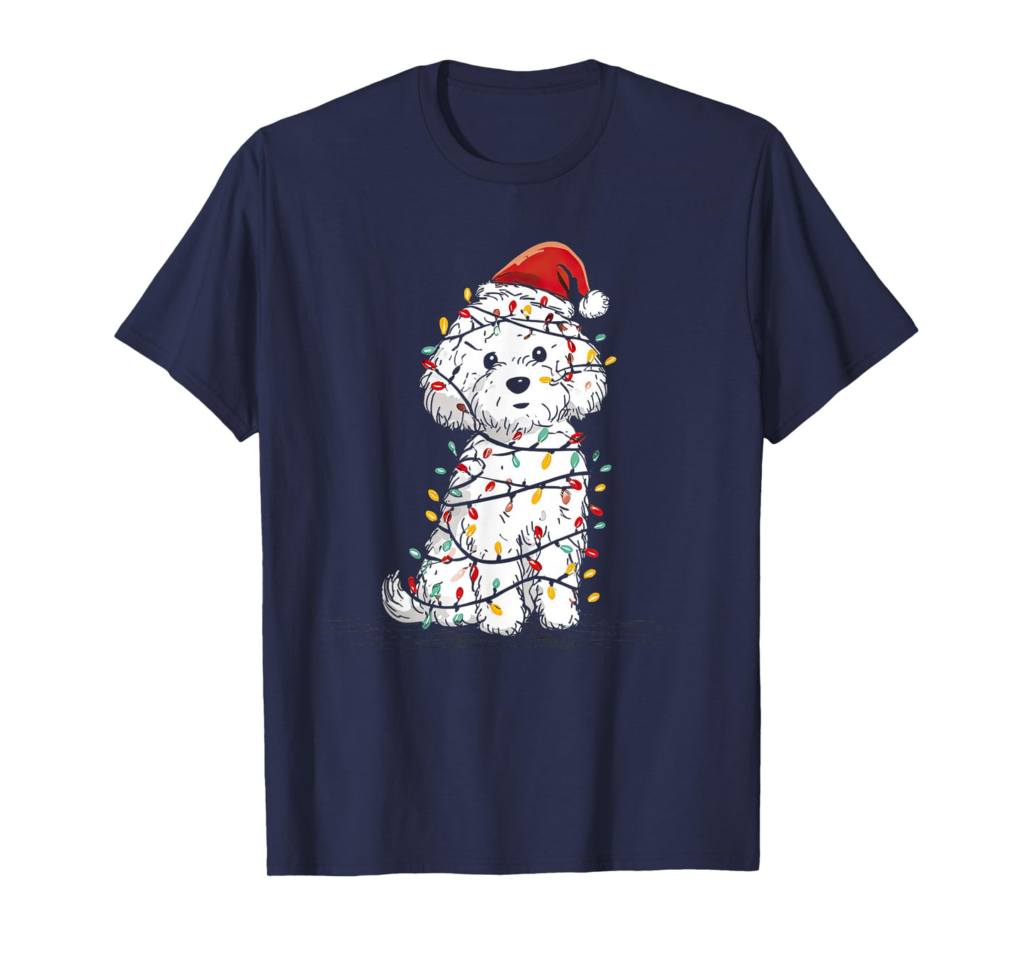 Funny Bichon Frise Christmas Graphics Dog Lights Lover T-Shirt