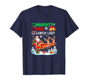 Naughty Nice Lunch Lady Christmas List Costume Job Team T-Shirt