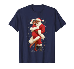 African American Santa Dancing with Mrs Claus for Christmas T-Shirt