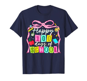 Happy 100 Days of School Cute Coquette Bow Girl Kid Teacher T-Shirt