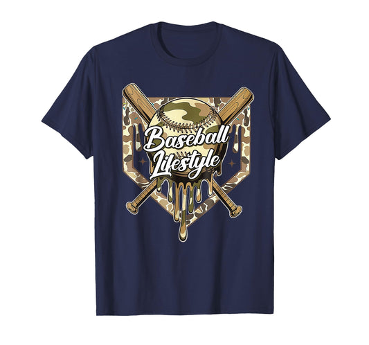 Baseball Life Lifestyle Home Plate Camo Ice Cream Drip Kids T-Shirt