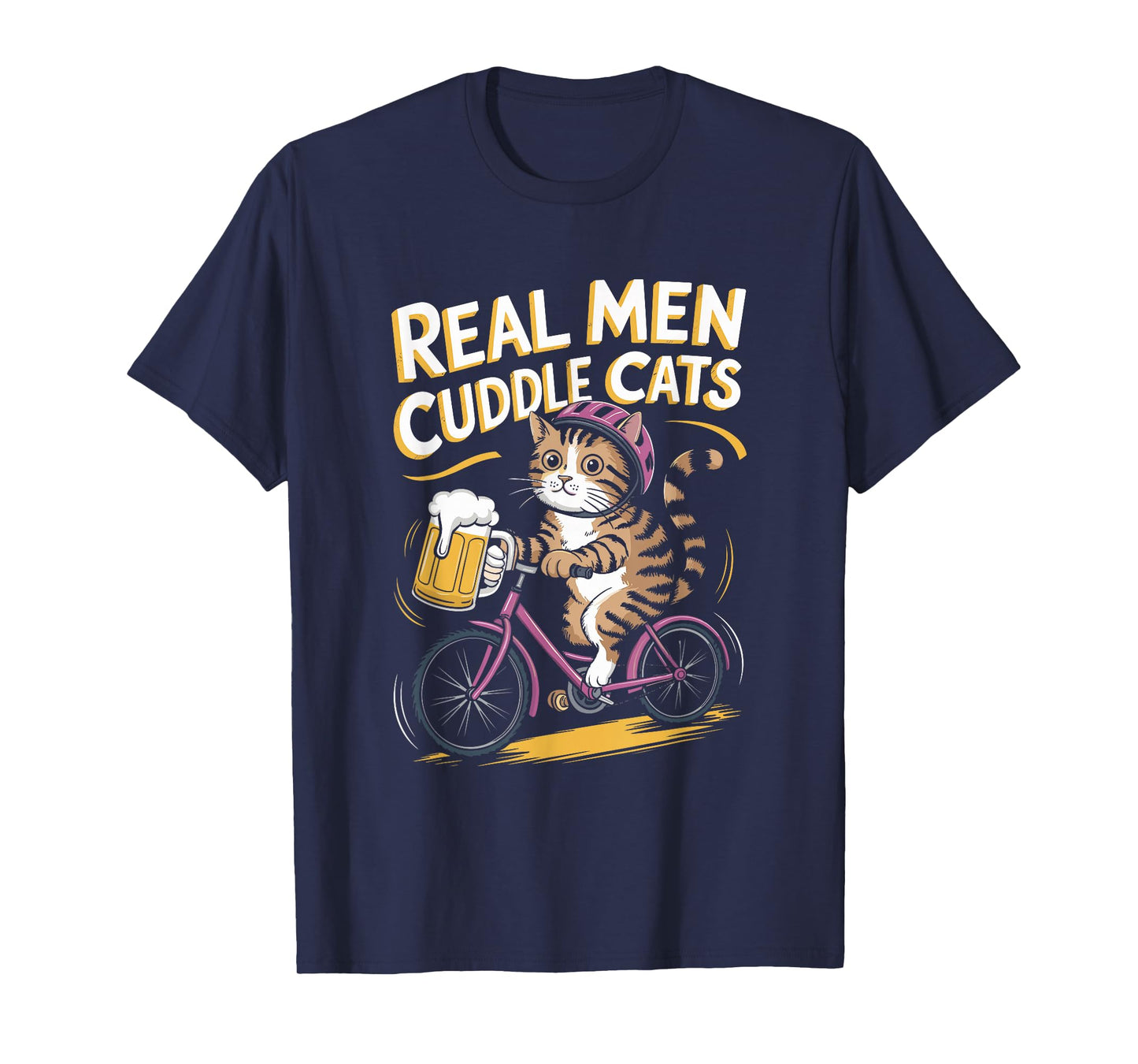 Real Men Cuddle Cats Funny Cat Lover Design T-Shirt
