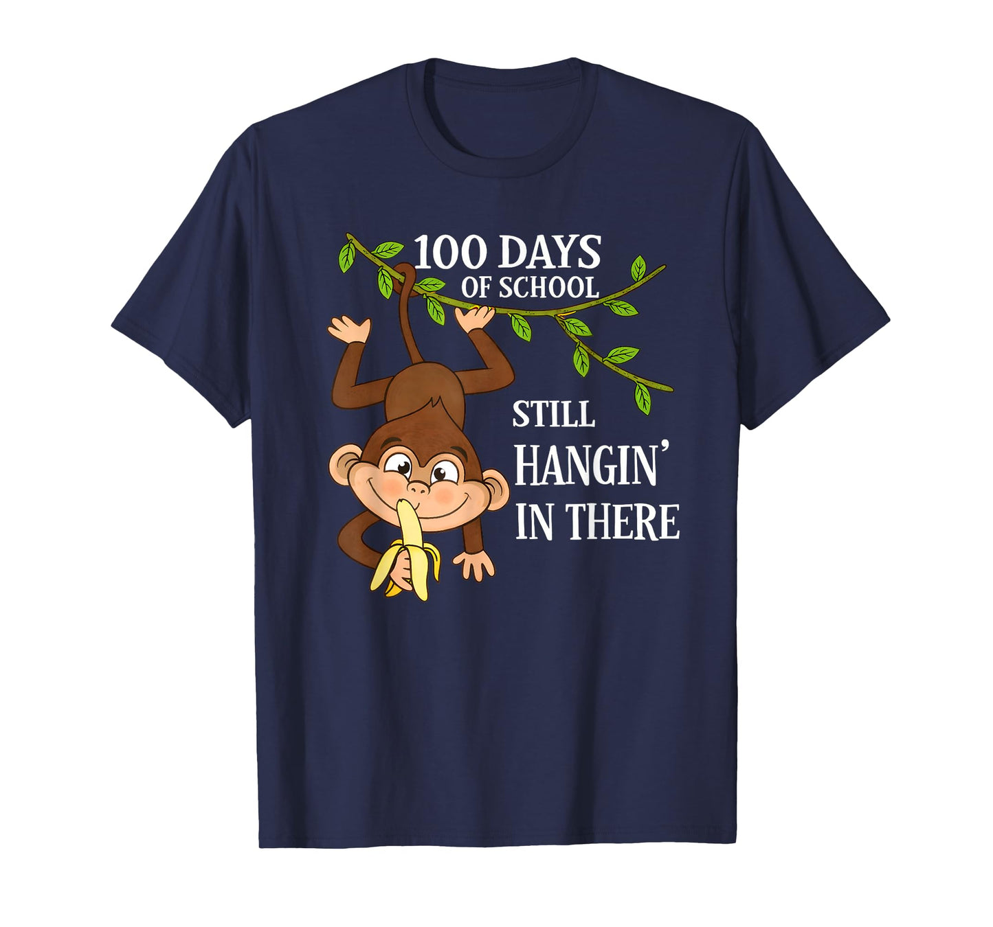 100 Days of School Still Hangin in There Monkey Teacher Kids T-Shirt