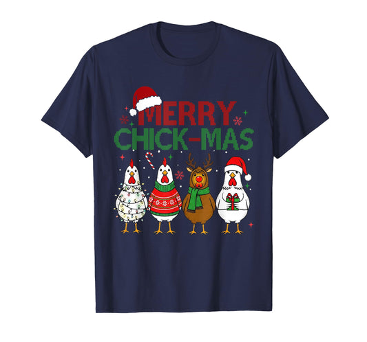 Chicken Christmas Santa Hat Merry Chickmas Xmas Farm Animal T-Shirt