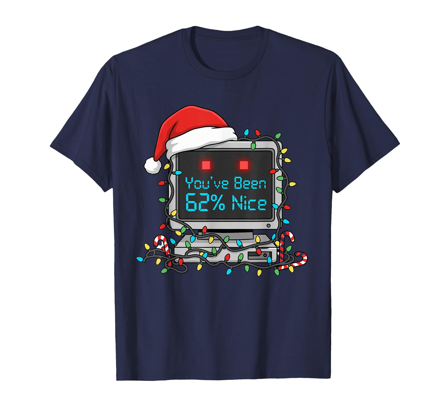 AI Santa Claus Rating 62% Nice Funny Christmas Geek Shirt T-Shirt