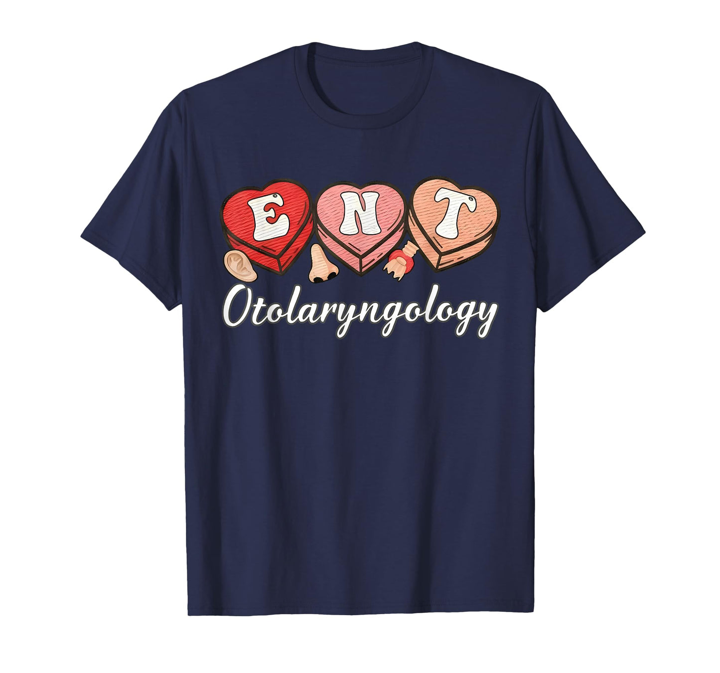 Retro ENT Nurse Otolaryngology Hearts Candy Valentines T-Shirt