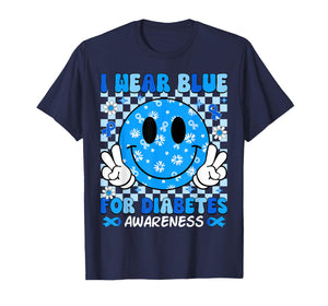 I Wear Blue for Diabetes Awareness Month Smile T1D Type 1 T-Shirt