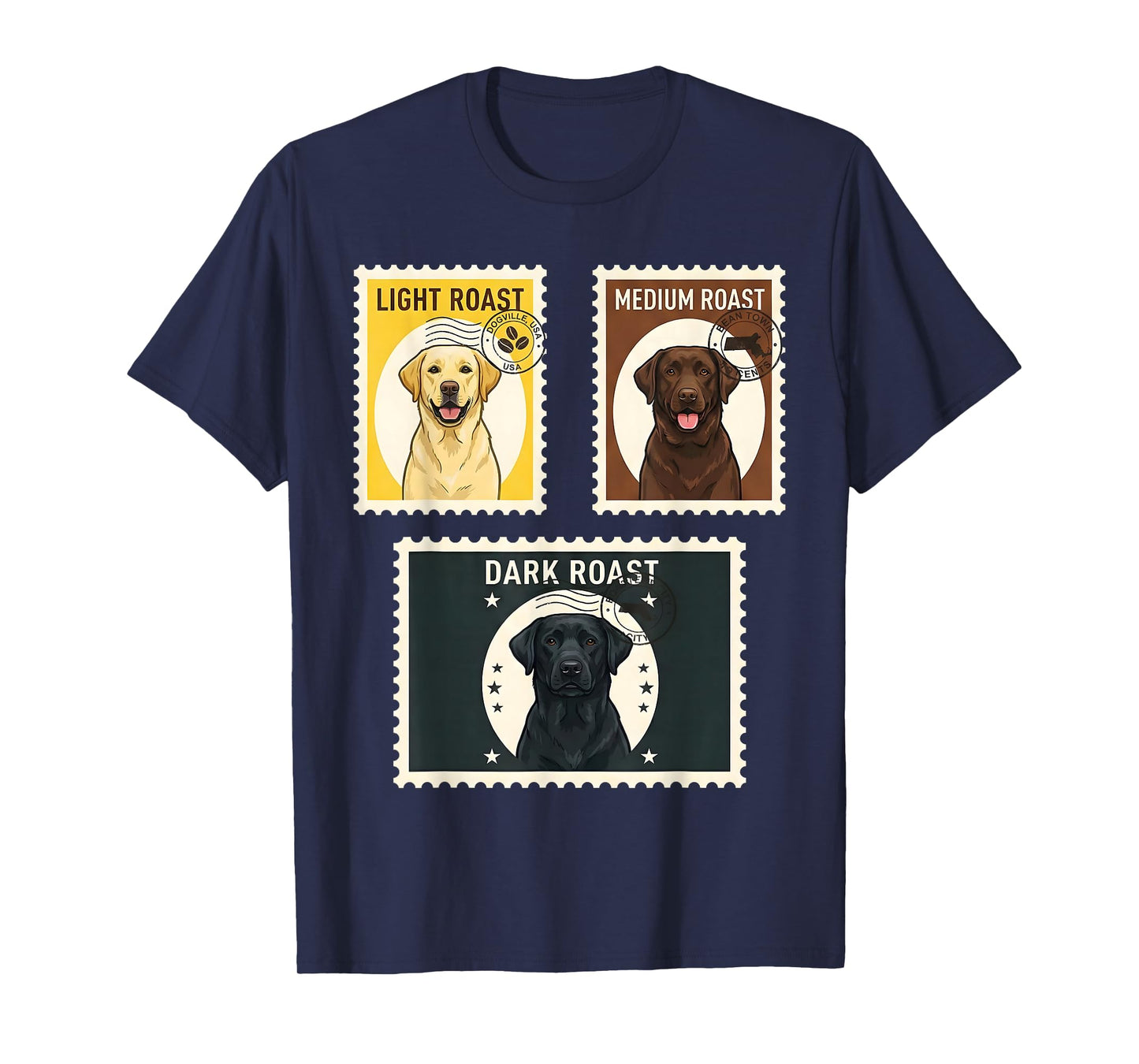 Funny Labrador Retriever Coffee Roast Stamp Vintage Tee T-Shirt