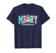 Cute Pastel Merry Christmas Retro Pink Teal Tree Gift T-Shirt