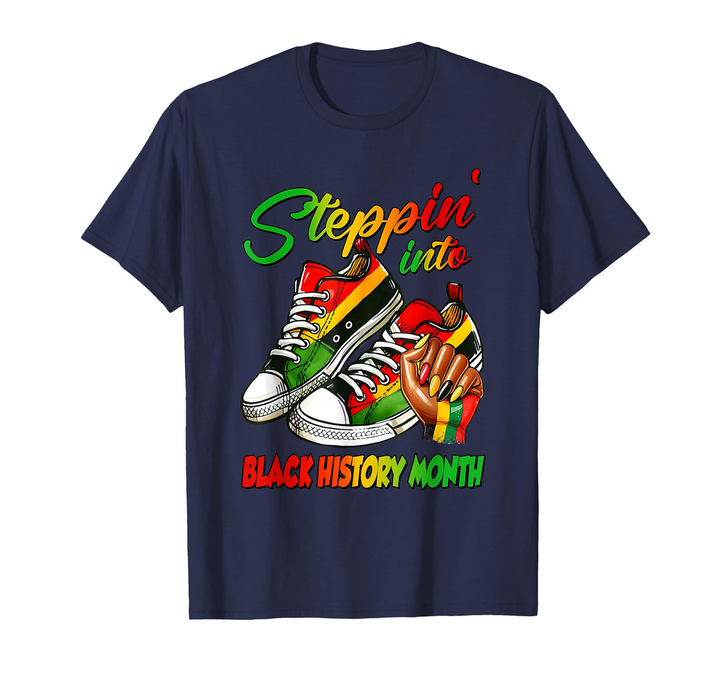 Stepping Into Black History Month Black Afro Woman Girls T-Shirt