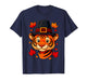 Cute Thanksgiving Tiger in Pilgrim Hat with Leaves T-Shirt