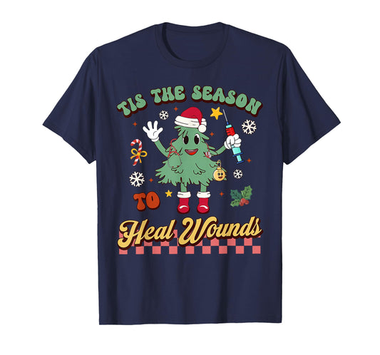 Tis The Season Heal Wound Care Nurse Christmas Ostomy Woc T-Shirt