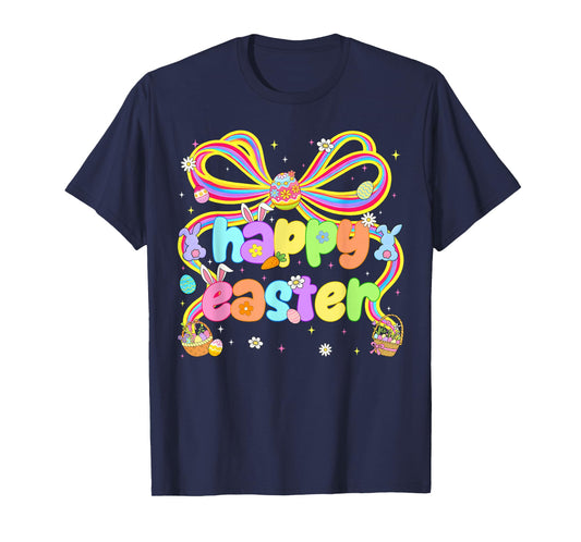 Happy Easter Coquette Floral Rabbit Bunny Women Girl Kid T-Shirt