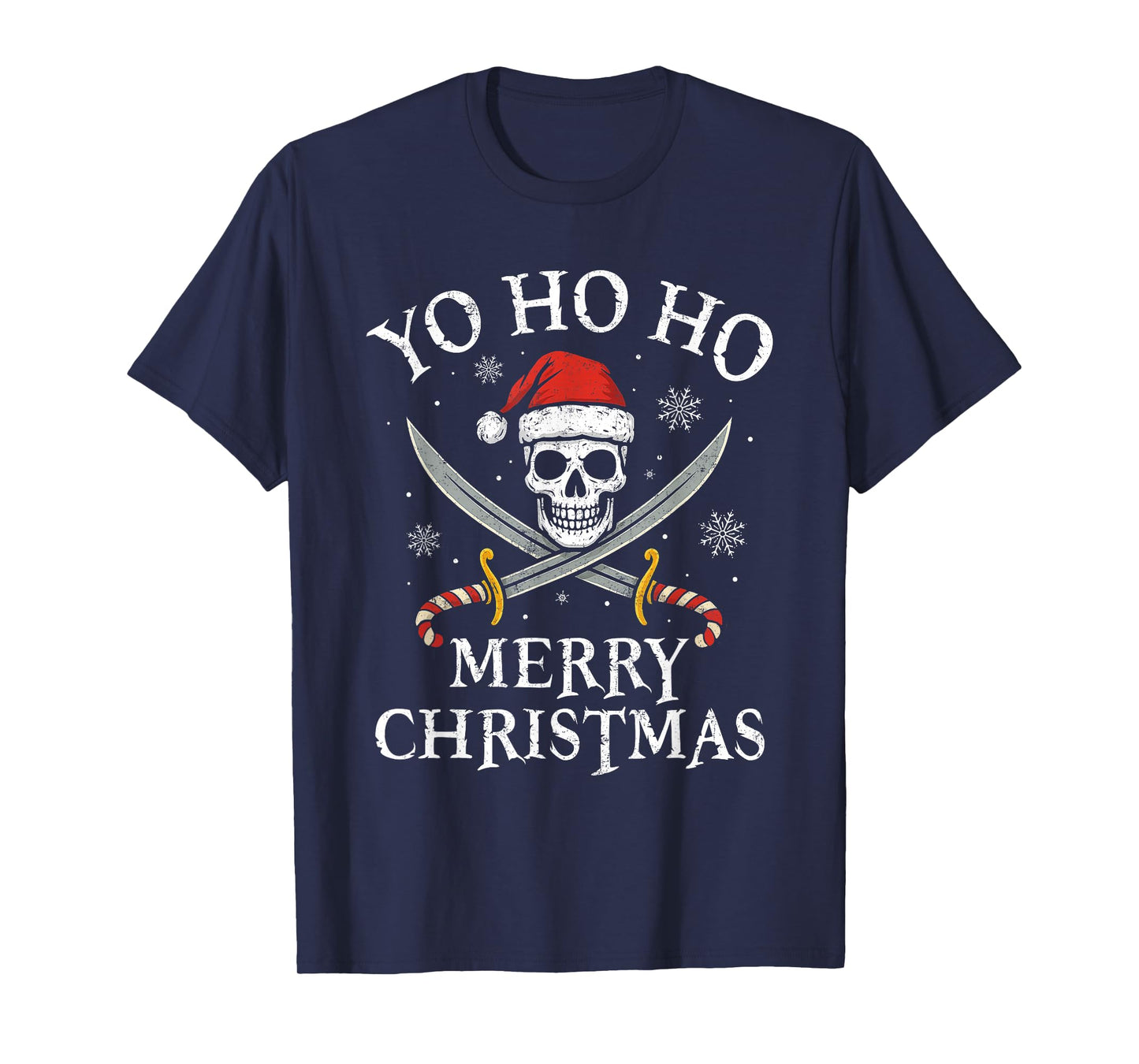 Yo Ho Ho Merry Christmas Holiday Pirate Santa Hat Boating T-Shirt