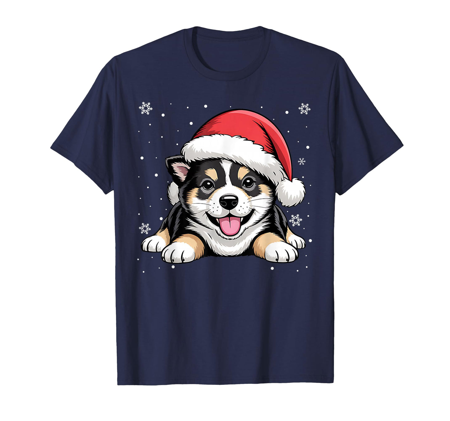 Christmas Shiba Inu Dog Wearing Santa Hat Pet Animal Lover T-Shirt