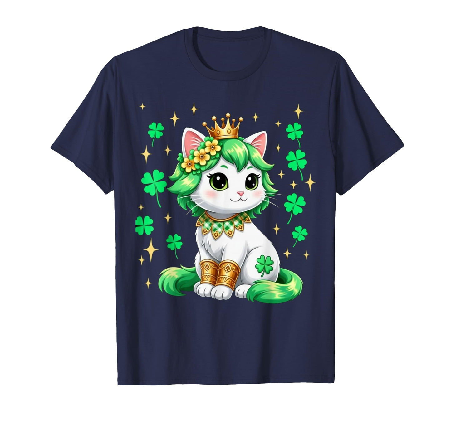 Cute Cat Shamrock St Patricks Day Girls Kids Women's T-Shirt