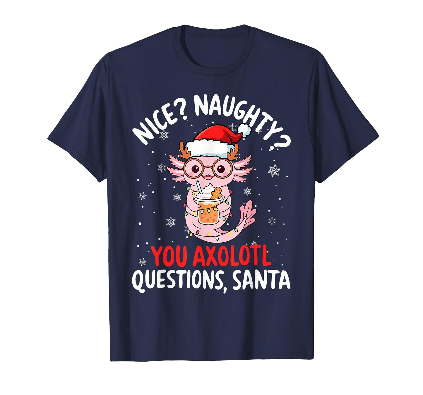 Axolotl Santa Hat Axolotl Questions Christmas Boys Girls Kid T-Shirt