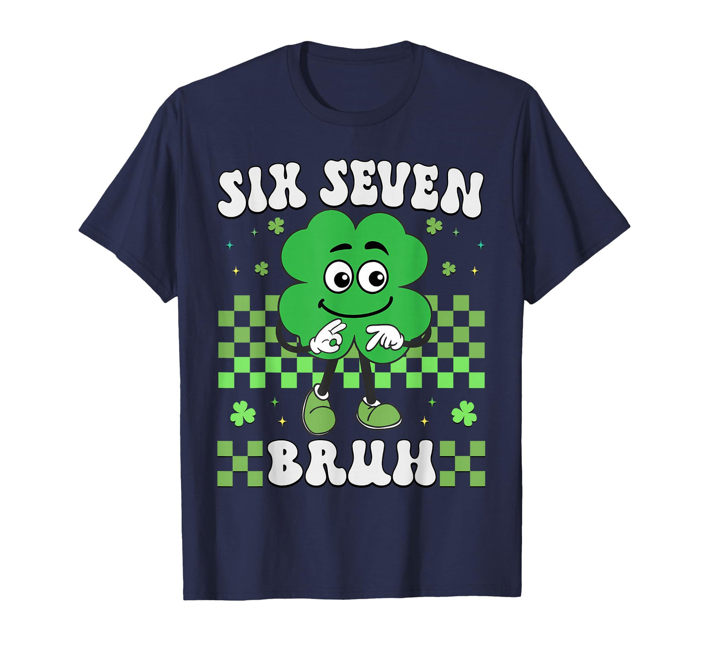 Six Seven Bruh 67 St Patrick's Day Shamrocks Boys Girls Kids T-Shirt