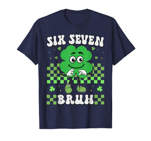 Six Seven Bruh 67 St Patrick's Day Shamrocks Boys Girls Kids T-Shirt