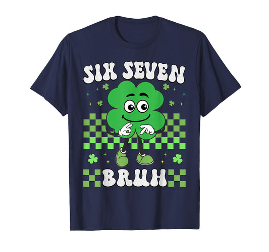 Six Seven Bruh 67 St Patrick's Day Shamrocks Boys Girls Kids T-Shirt
