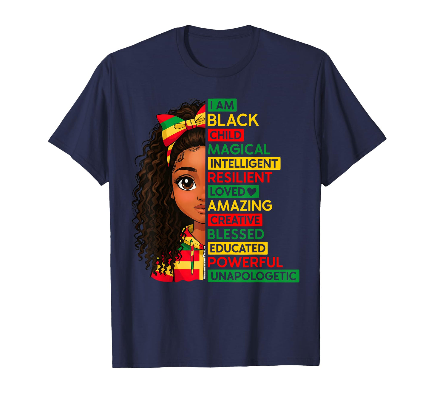 I Am Black Child History Month African Girls Women Kids T-Shirt