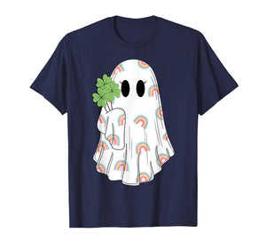 Spooky Ghost St. Patrick's Day Clover Irish Woman Outfit T-Shirt