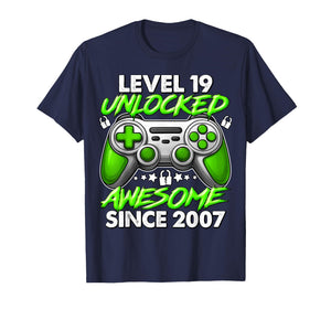 Level 19 Unlocked 19 Year Old Gifts Boys 19th Birthday Boy T-Shirt