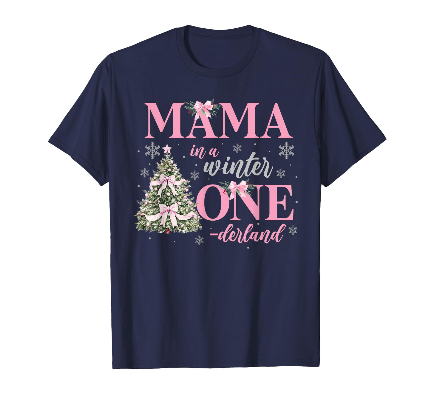 Mama in a Winter Onederland Birthday Girl Christmas Tree T-Shirt