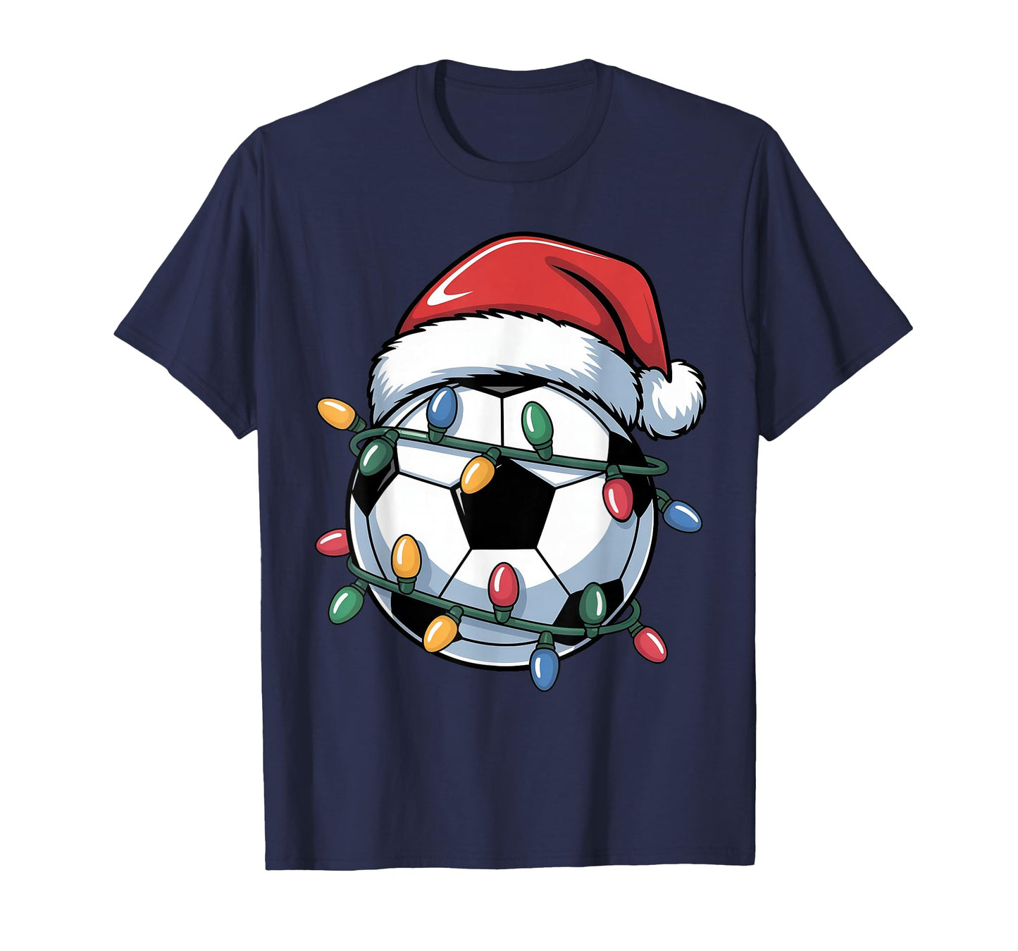 Soccer Christmas Santa Hat Soccer Ball Sport Men Women Kids T-Shirt