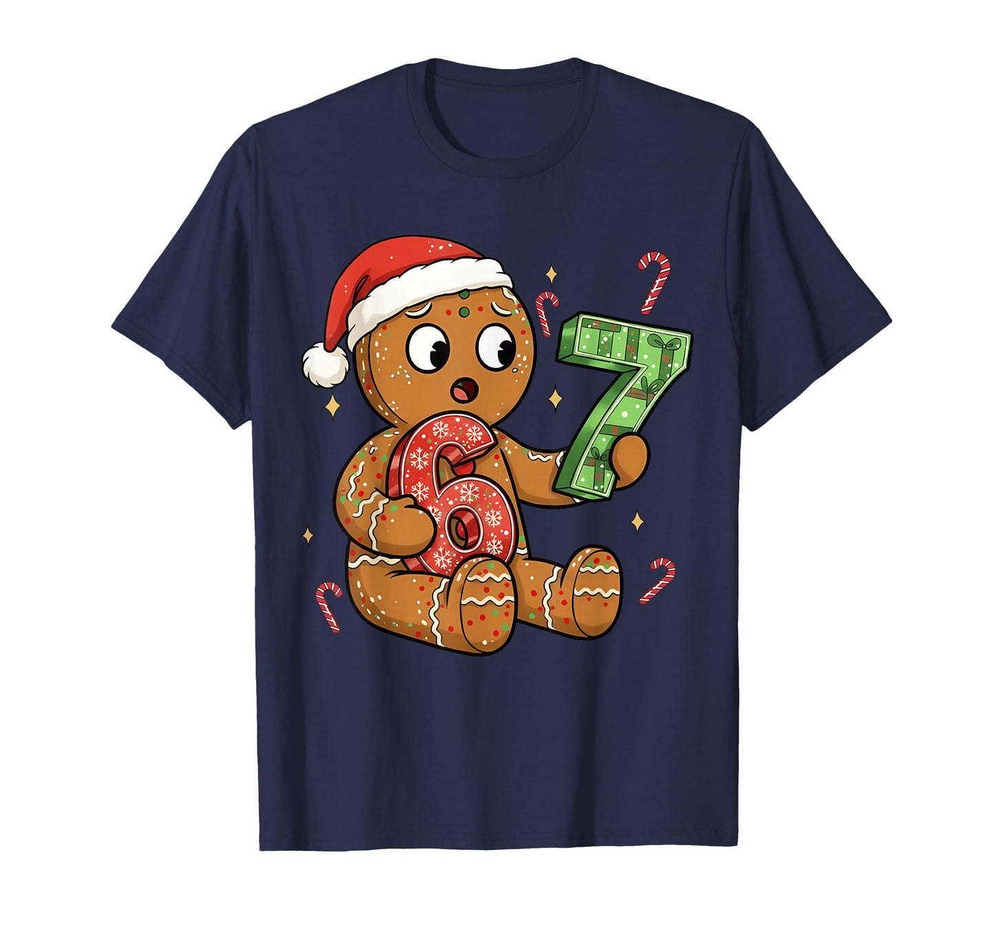 Gingerbread Six Seven 67 Meme 6 7 Funny Christmas Boys Kids T-Shirt