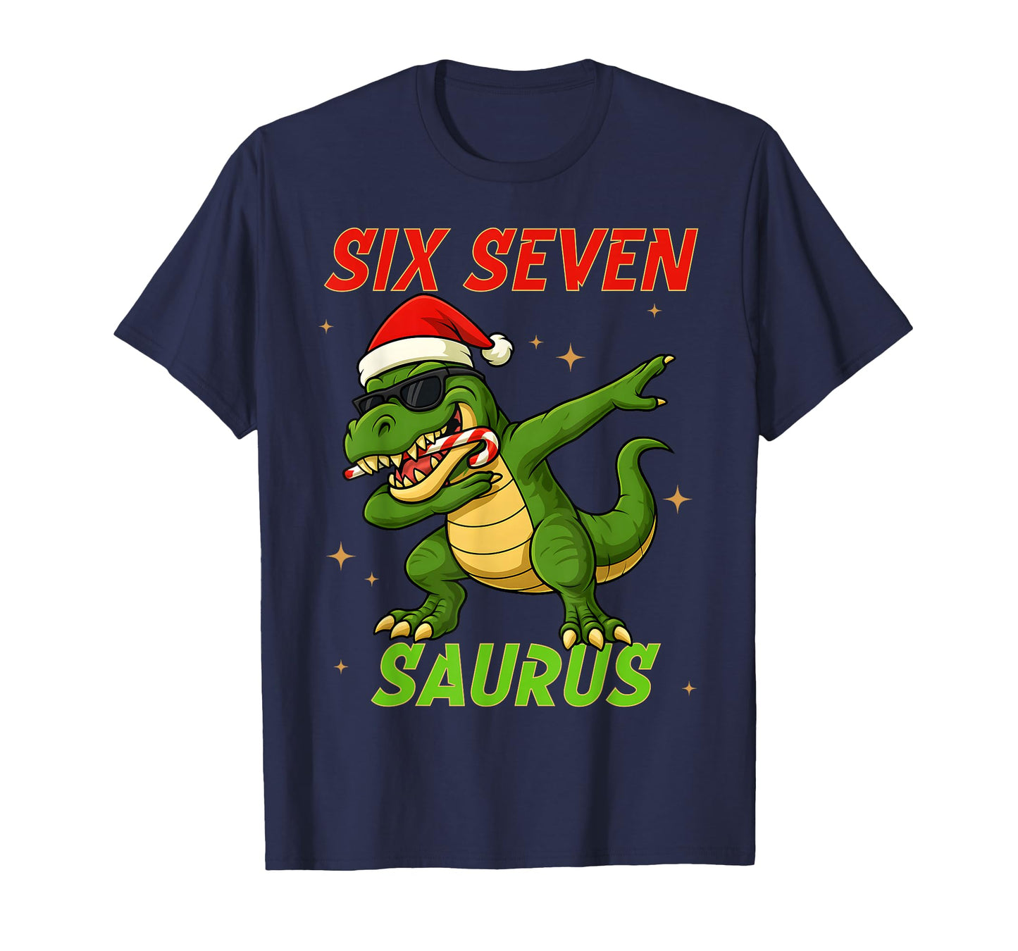 67 Christmas T Rex Dinosaur Bruh Six Seven Numbers Meme Xmas T-Shirt