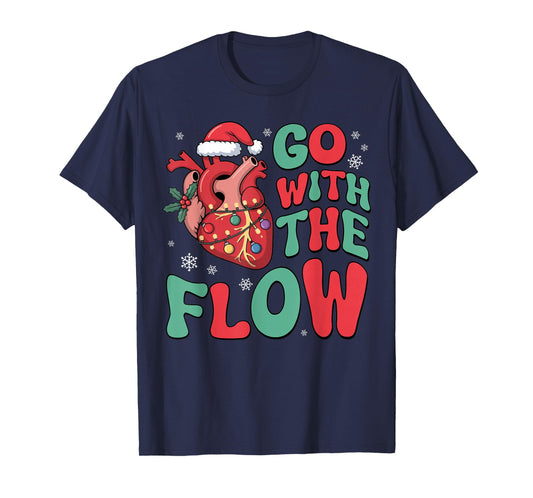 Vintage CVICU Cardiac Nurse Xmas Heart Flow T-Shirt