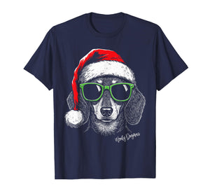 Dachshund Christmas Wiener Dog Santa Hat Weenie Woofy Dogmas T-Shirt