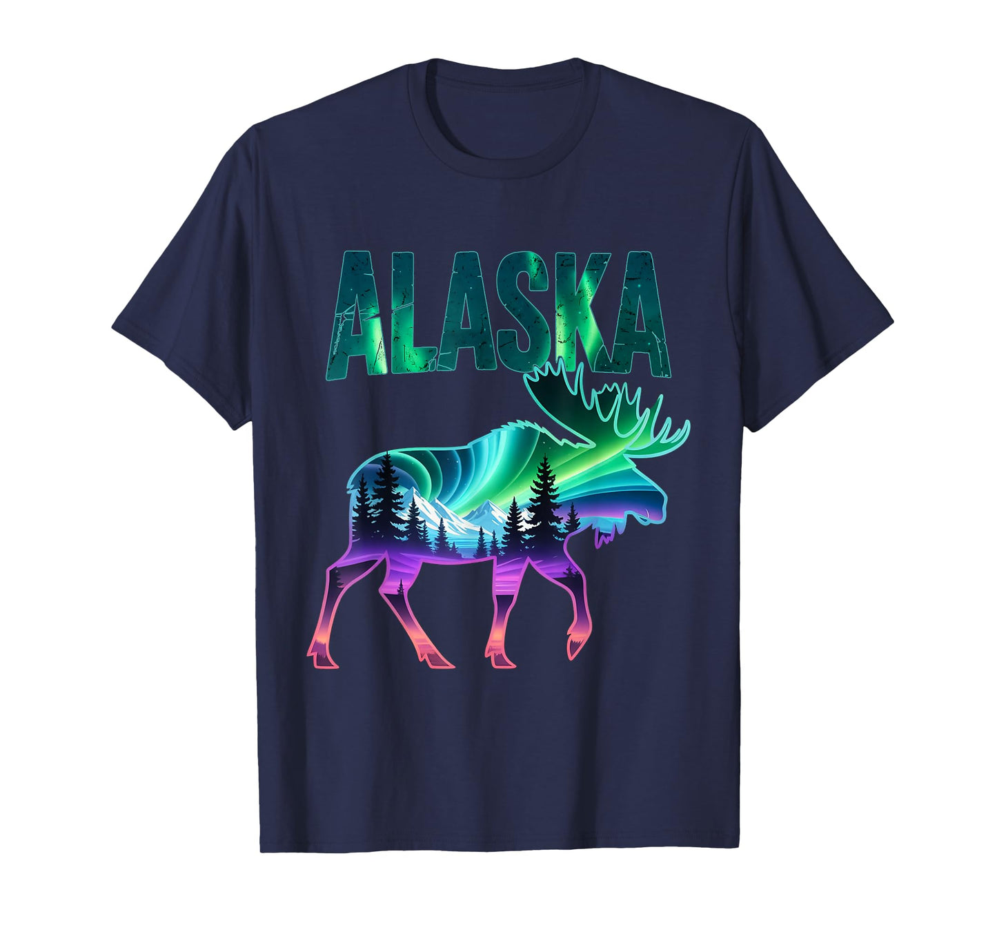 Alaska Northern Lights Viewing Moose Vacation Trip T-Shirt