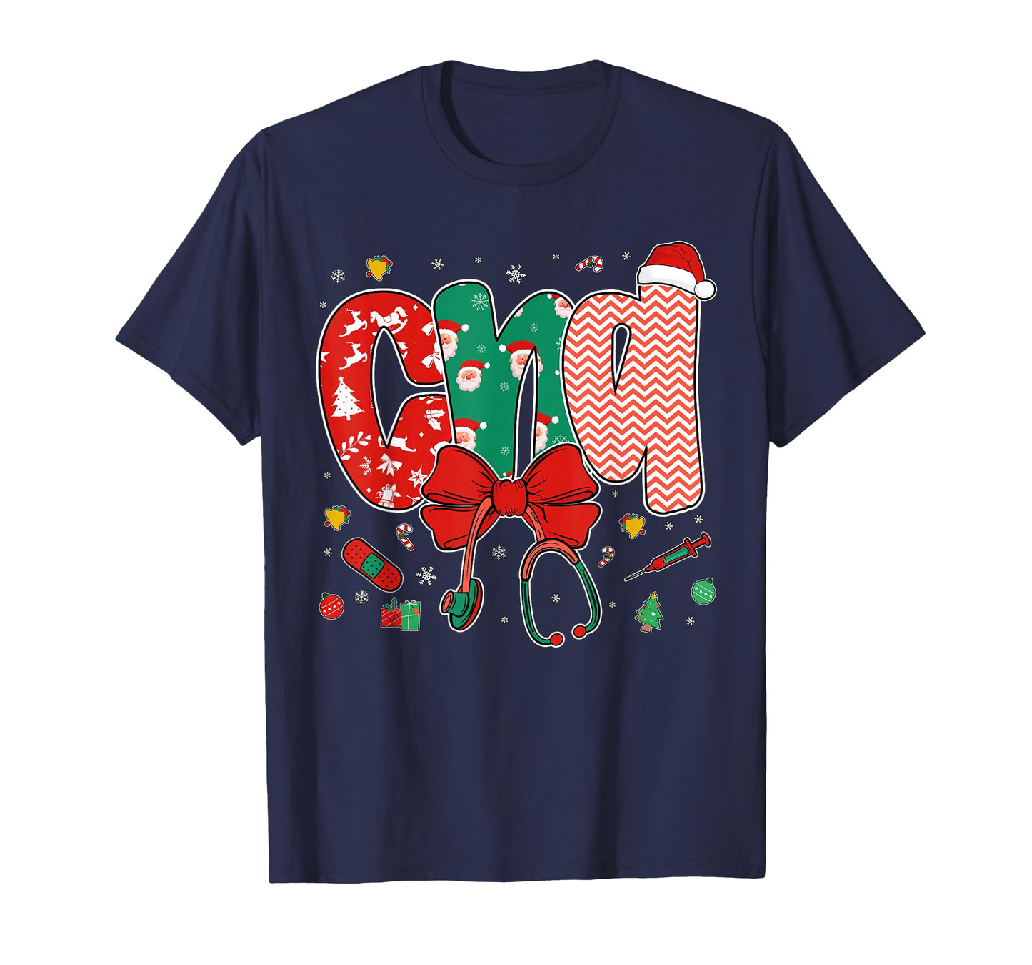 CNA Christmas Coquette Bow Certified Nursing Assistant Xmas T-Shirt