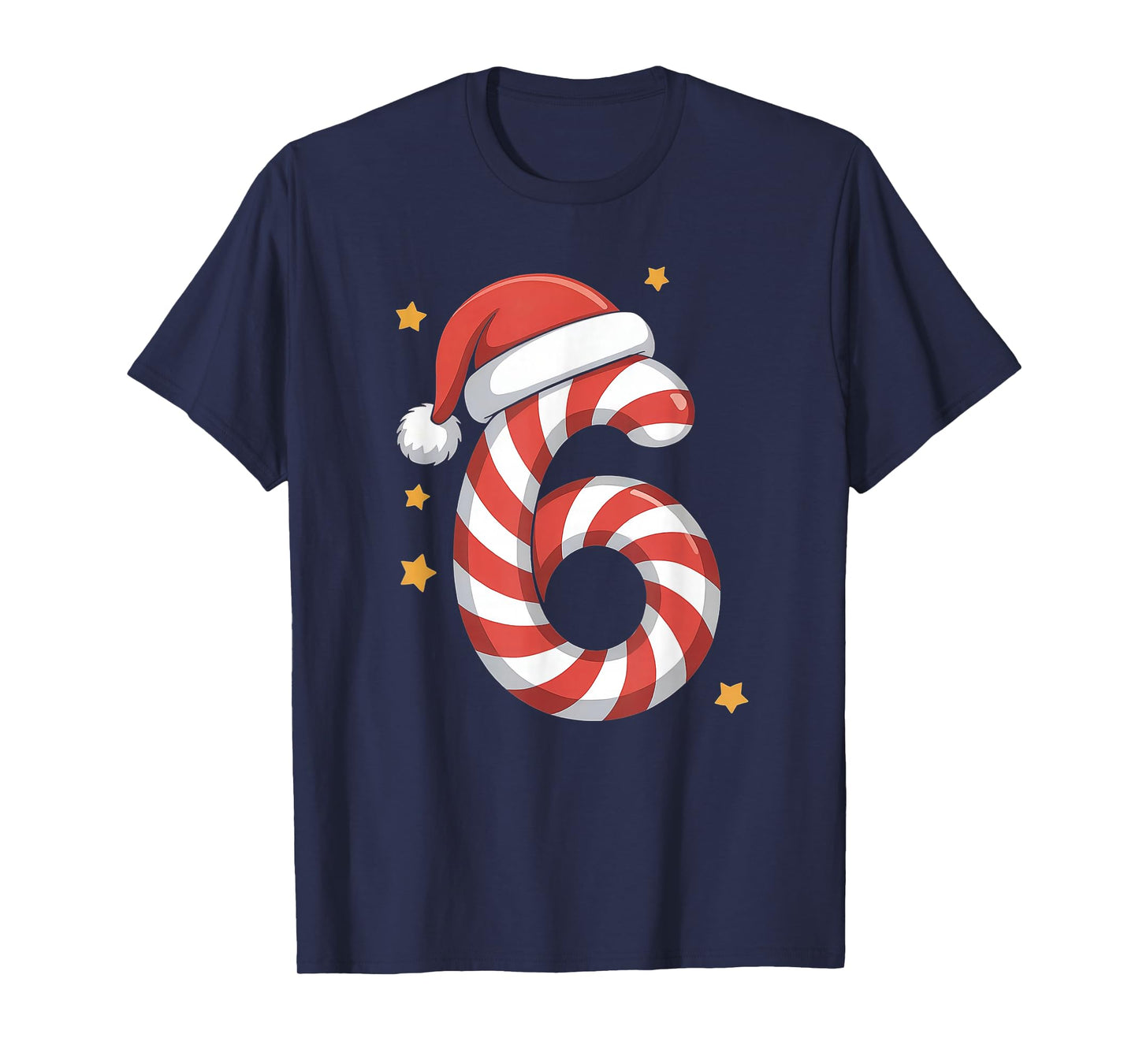 Xmas Candy Cane 6 Santa Hat Six Seven Matching Christmas T-Shirt