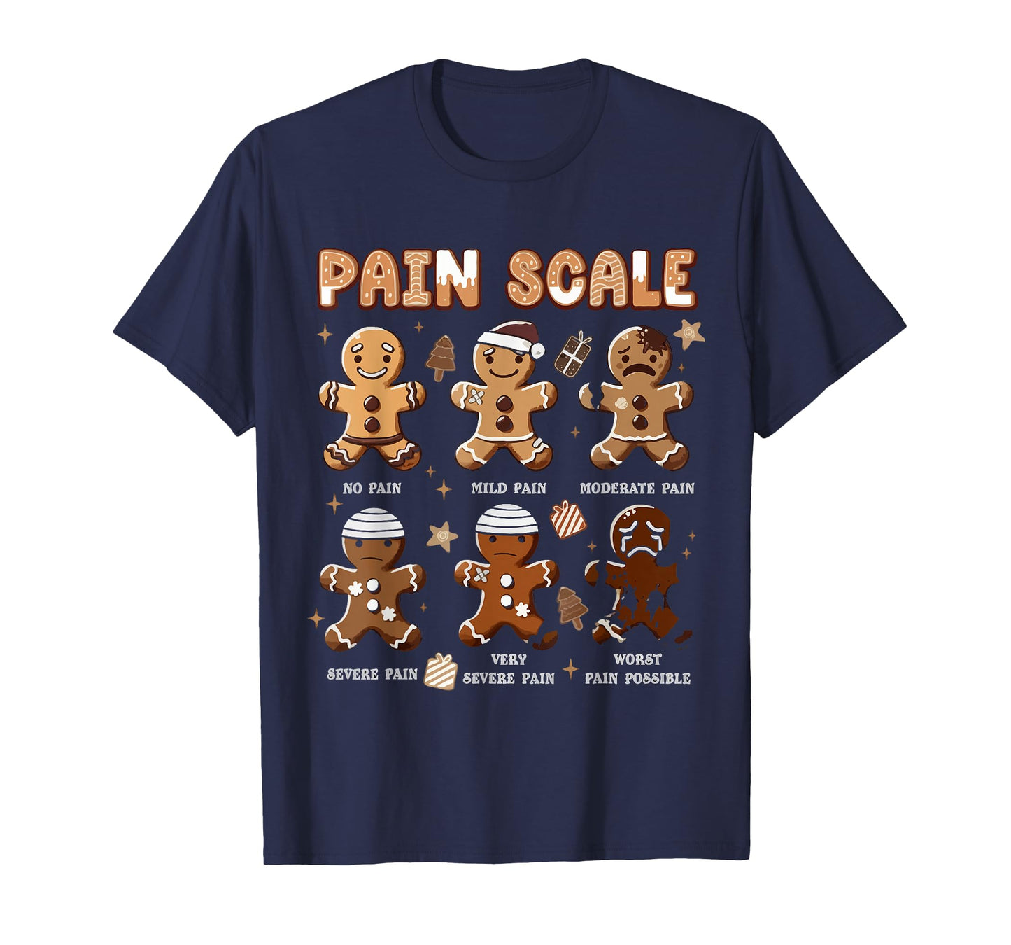Funny Christmas Nurse Shirt Xmas Nurse Pain Scale Men Women T-Shirt