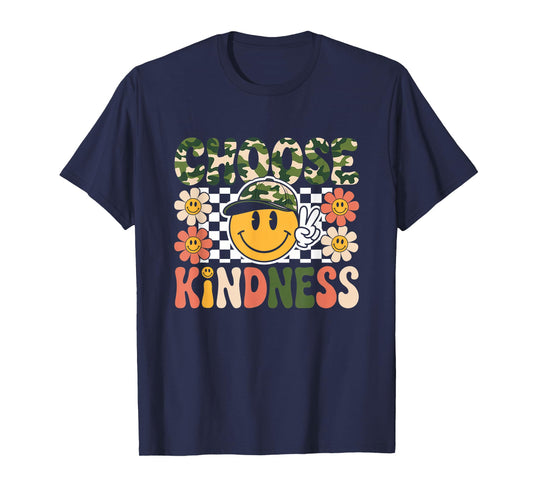 Choose Kindness Tshirt Retro Camo Camouflage Kind Kids Boys T-Shirt