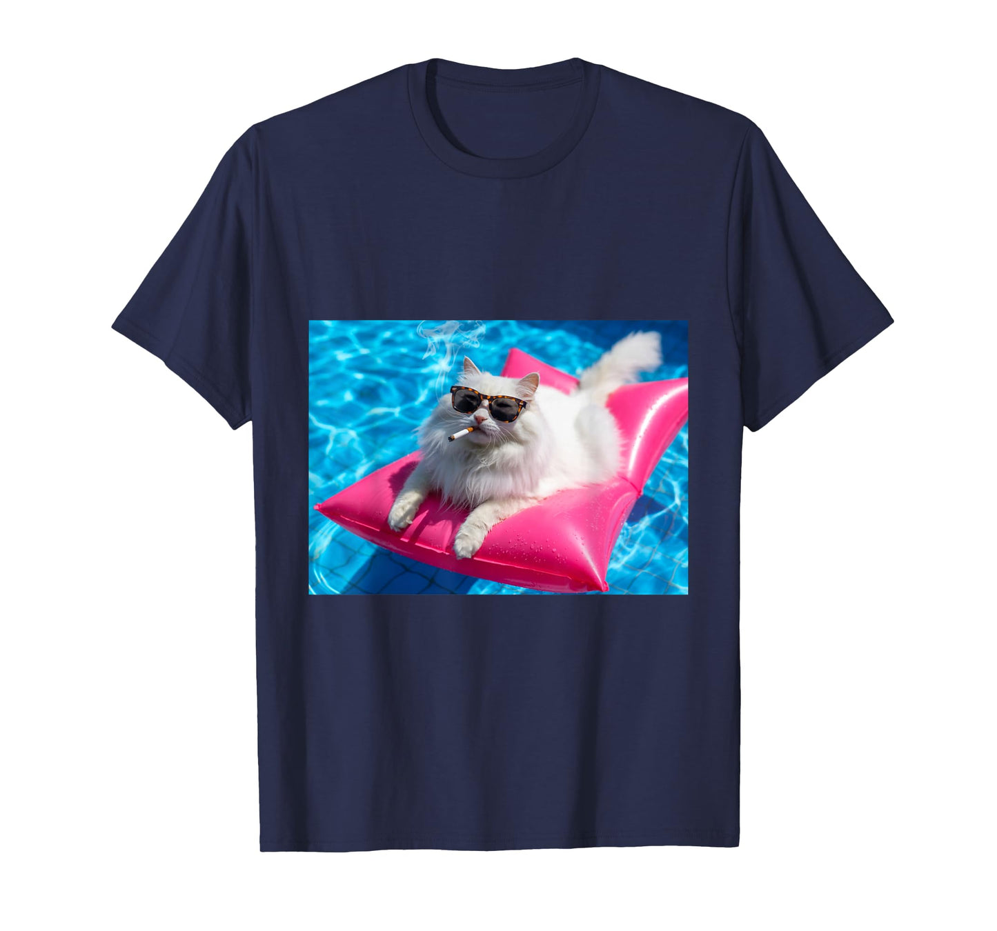 Cigarette Kitten Swimming Pool Cat Smoking Cigarette Meme T-Shirt