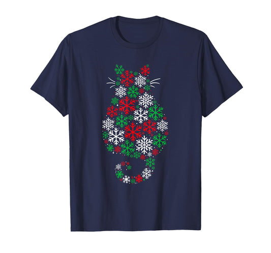 Cat Christmas Minimalist Men Women Kids Funny Cat T-Shirt