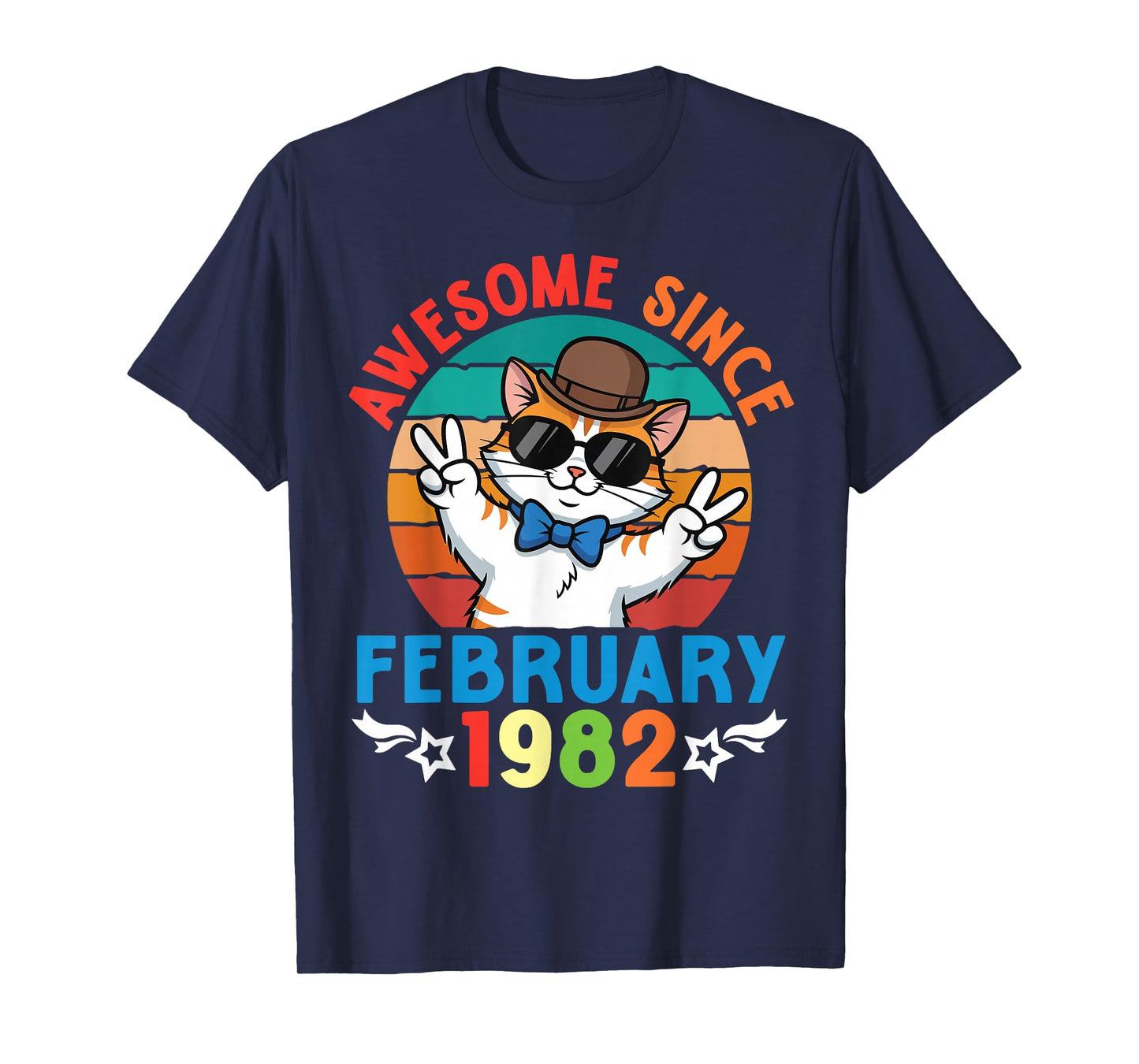 Cat Boy Awesome Since February 1982 My Birthday 44 Years Old T-Shirt