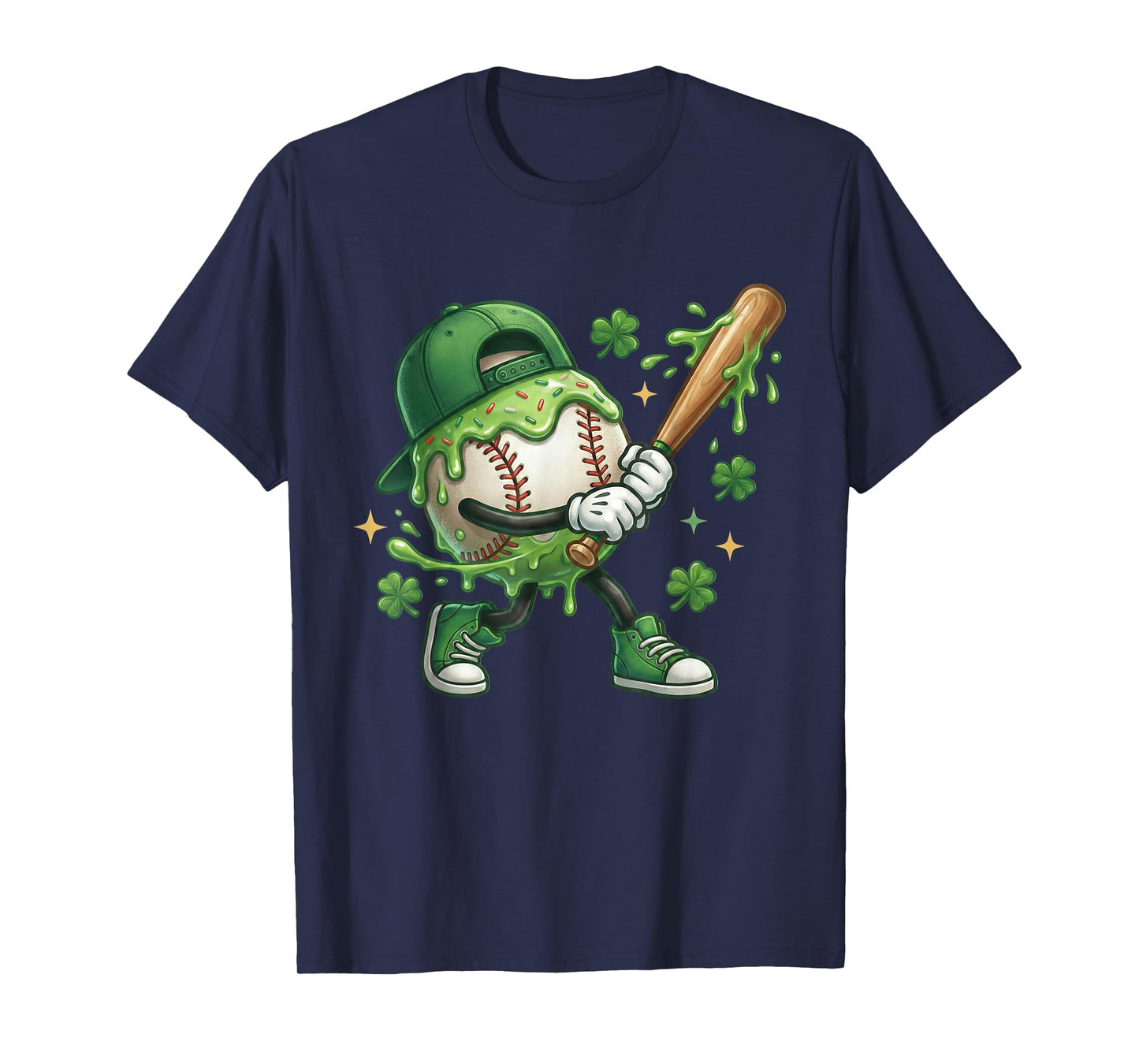 St Patricks Day Shamrock Baseball Drip Icecream Irish Boys T-Shirt