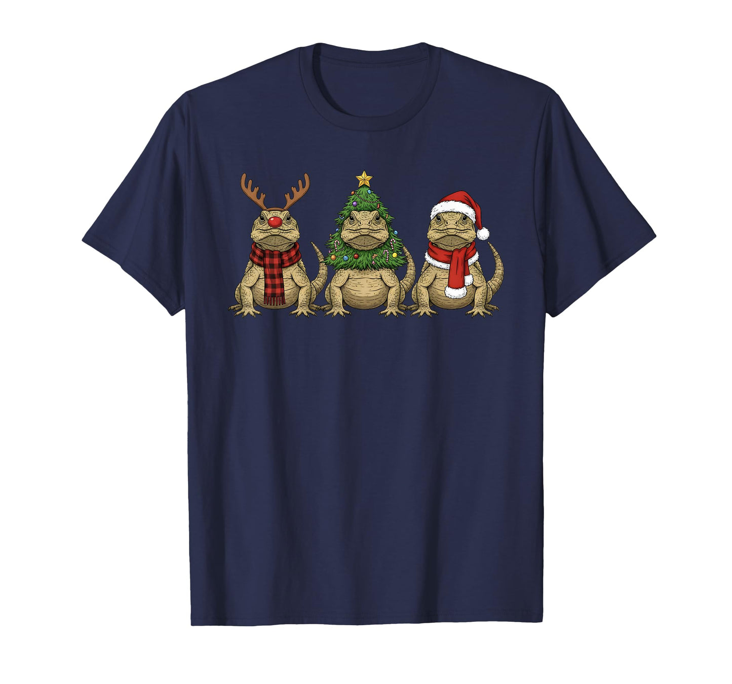 Retro Christmas Uromastyx Santa Reindeer T-Shirt