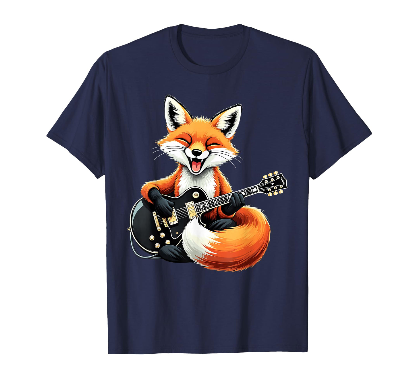 Funny Fox Playing Electric Guitar Design for Music Lovers T-Shirt