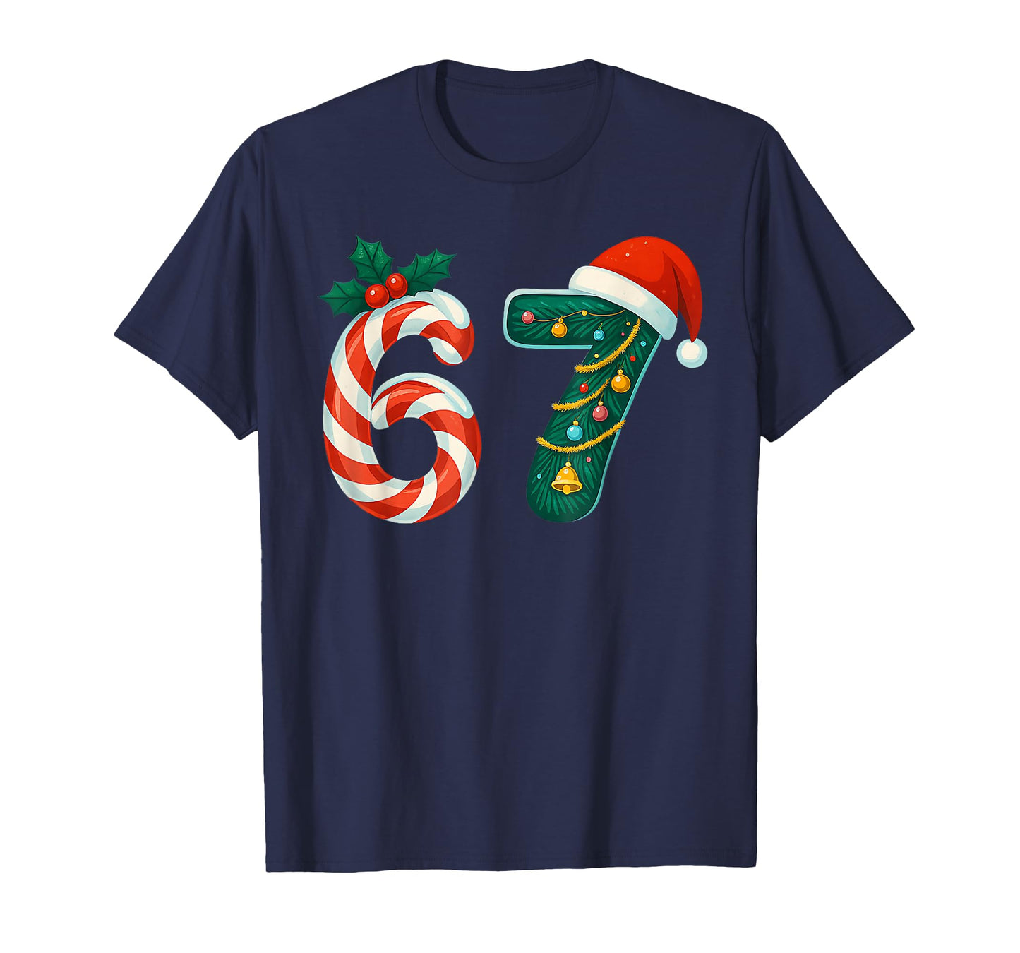 Funny Six Seven 6 7 Meme Christmas Family Xmas Santa 67 T-Shirt