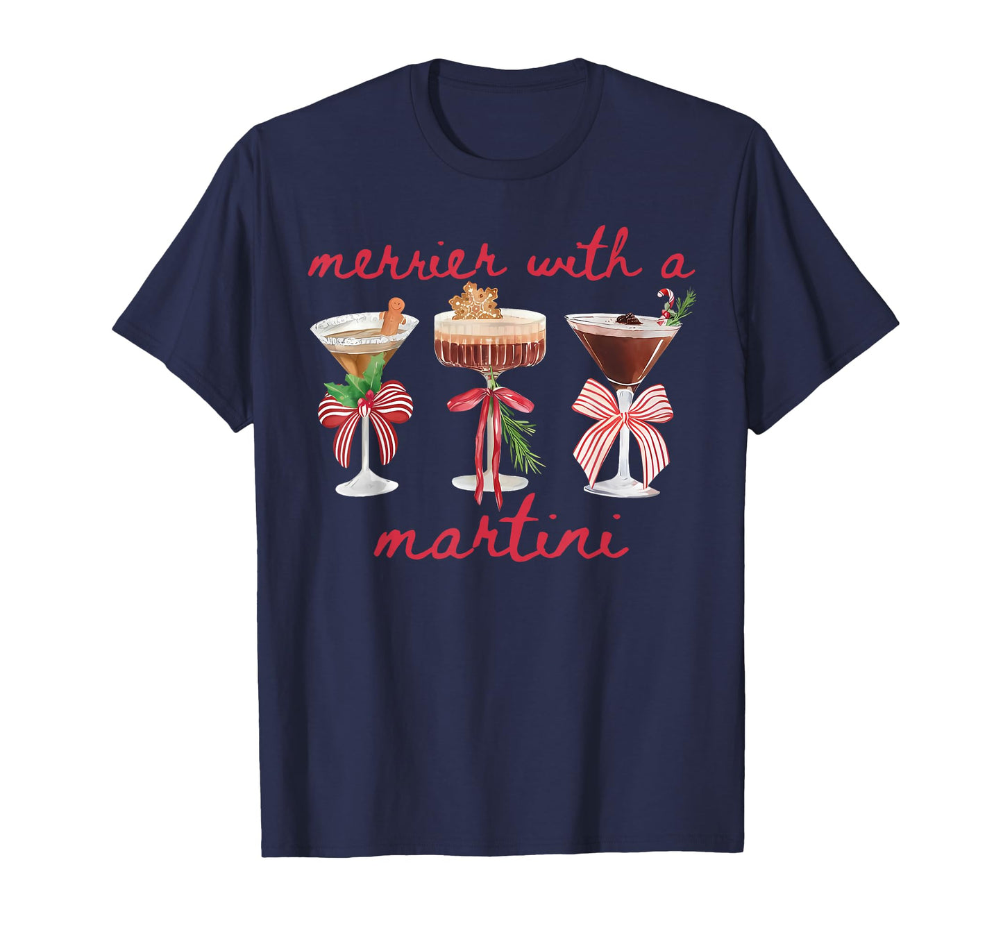 Merrier with A Martini Funny Bachelorette Merry Christmas T-Shirt