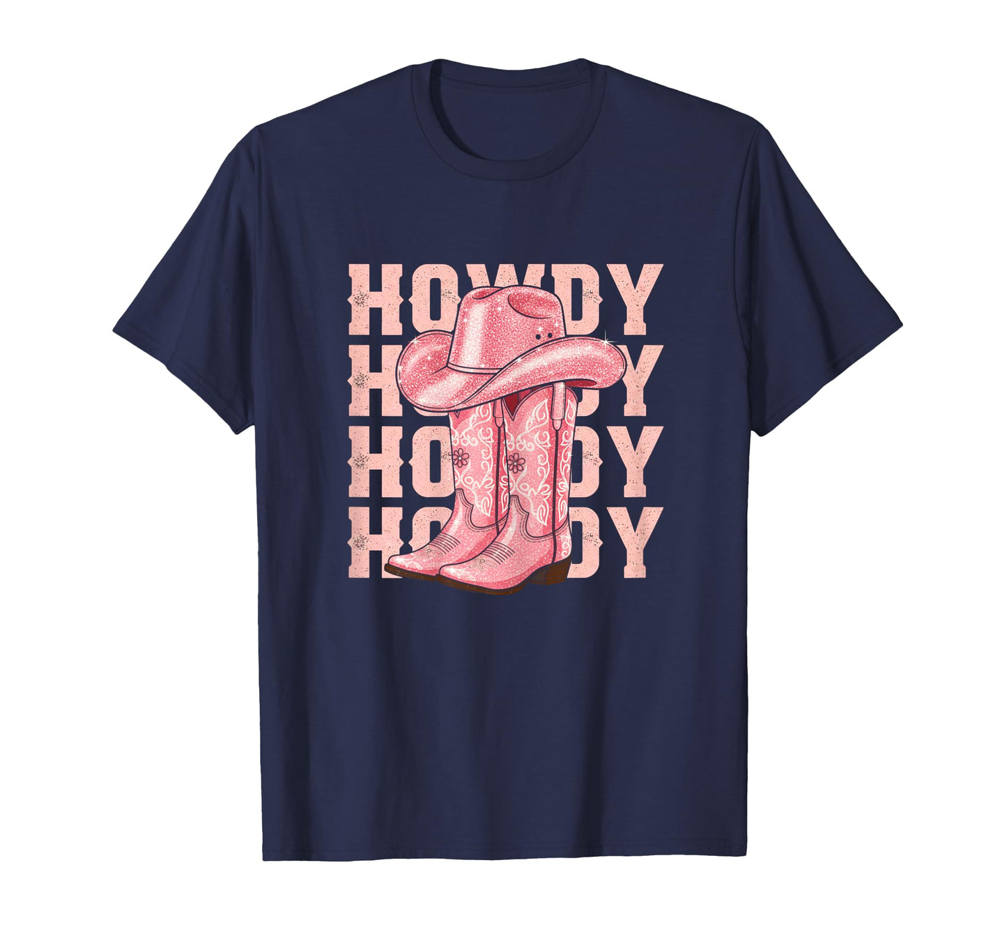 Howdy Southern Western Girl Hat Country Rodeo Pink Cowgirl T-Shirt